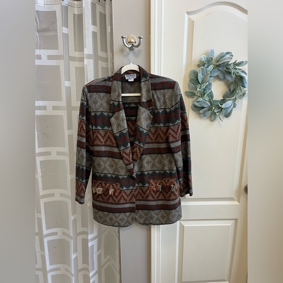 Vintage Michael K & Company 90’s Aztec Boho Blazer - Picture 1 of 10
